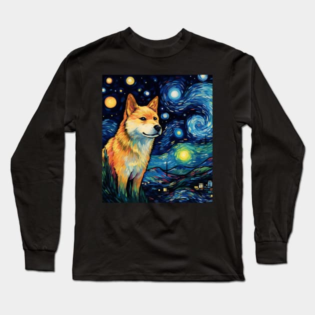 Majestatic Shiba Inu Night Long Sleeve T-Shirt by NatashaCuteShop